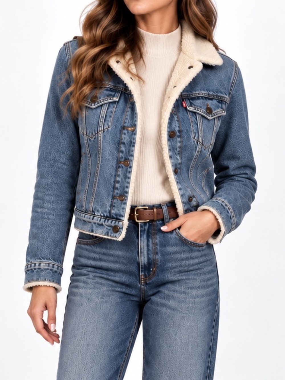 Levi’s Sherpa Lined Denim Trucker Jacket XS Blue Jean Fleece Fall Winter